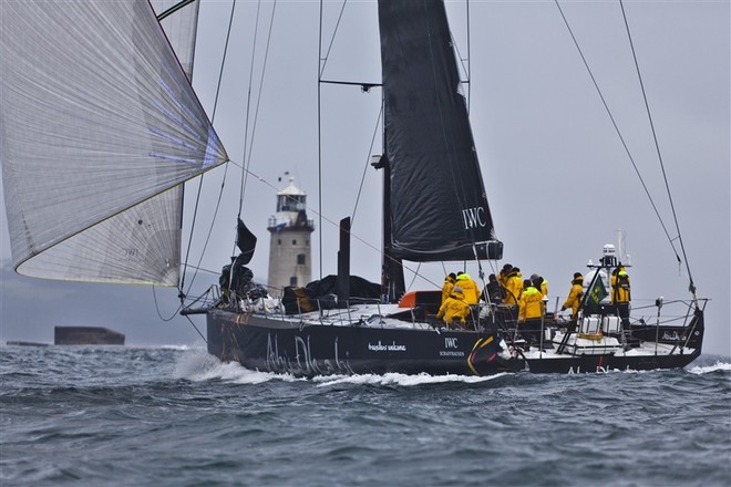 Abu Dhabi (Ian Walker) is the first Volvo 70 home in the Rolex Fastnet Race ©  Rolex / Carlo Borlenghi http://www.carloborlenghi.net